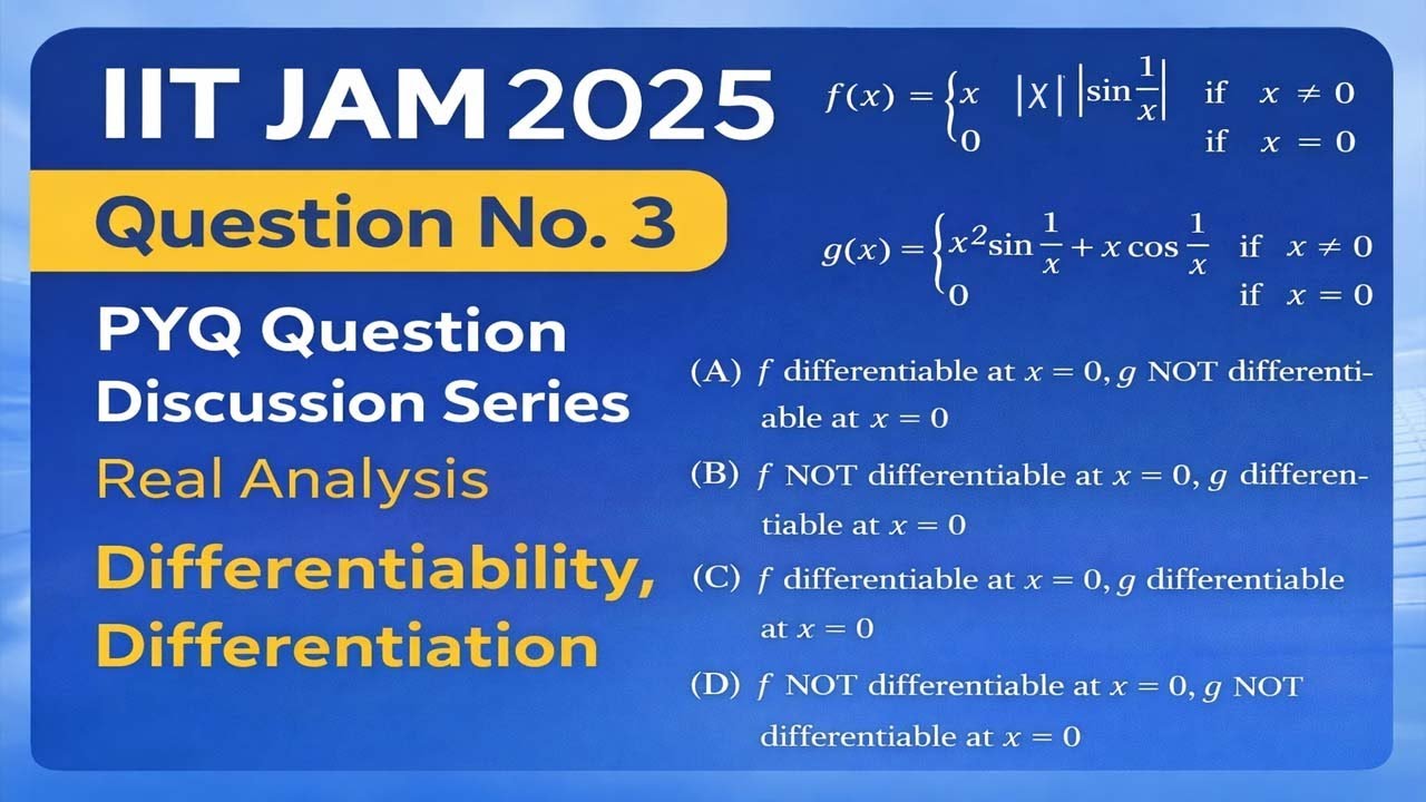 IIT JAM 2025 | Question 3 | Differentiability & Differentiation | Real Analysis PYQ Discussion