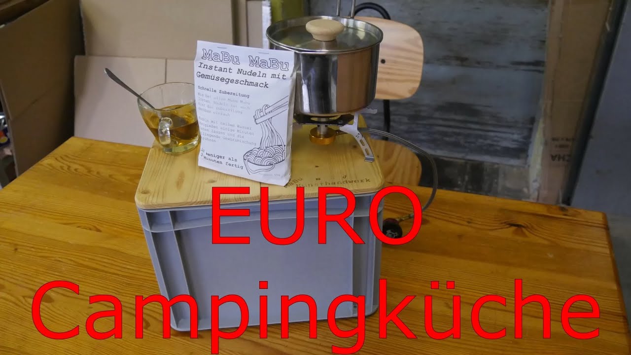 Campingküche Eurobox Mini Küchenbox für Camper mit Gaskocher DIY Kitchenbox Kitchen Box Camper Van