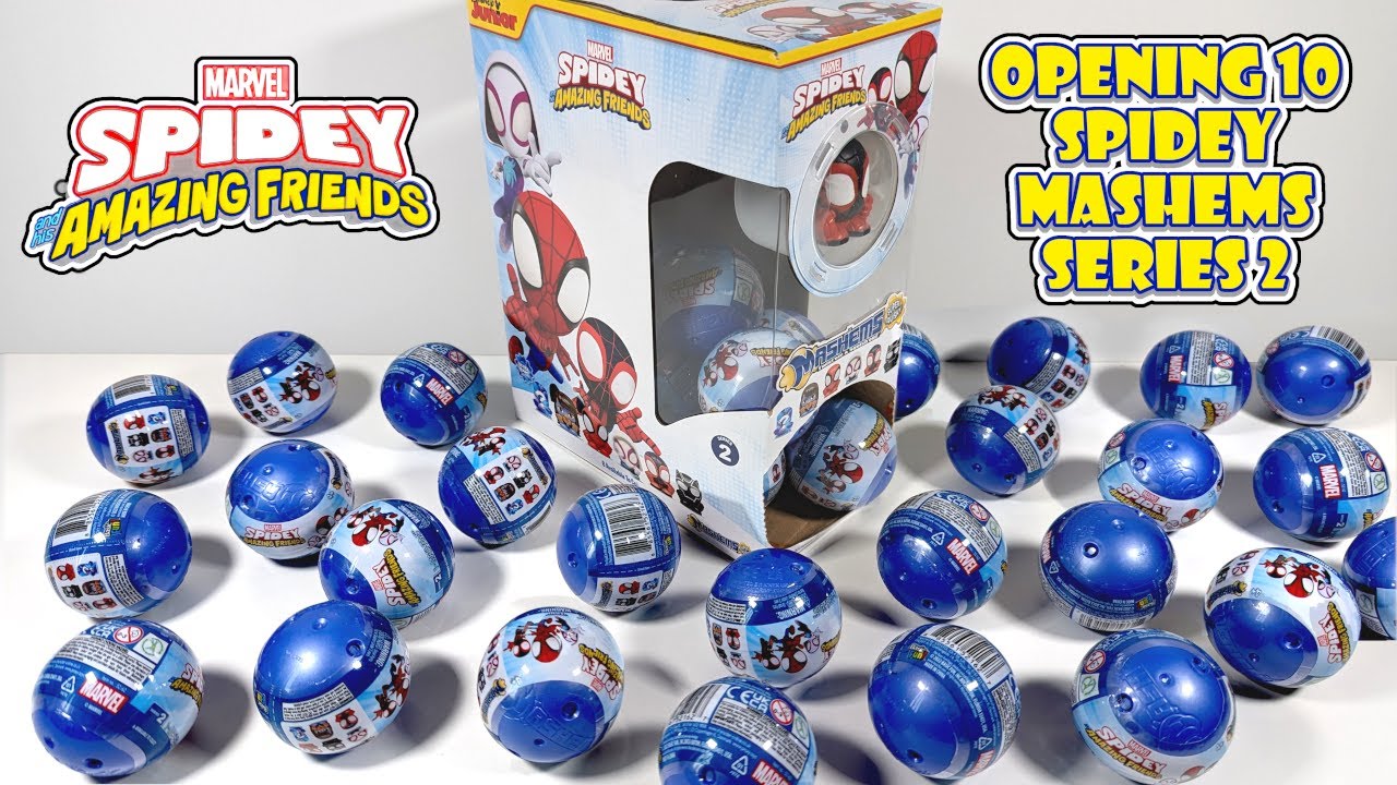 Opening 10 Spidey and his Amazing Friends Series 2 Surprise Squishy Mashems -&nbsp;No&nbsp;talking&nbsp;ASMR