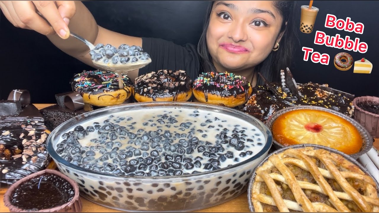 BOBA BUBBLE TEA🧋CHOCOLATE CAKE, CHOCOLATE DONUTS🍩CHOCO LAVA CAKE,APPLE AND PINEAPPLE PIE,PASTRIES
