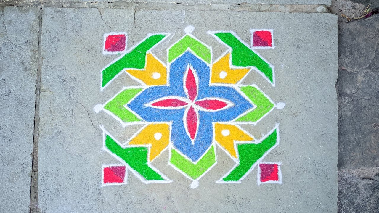 9 ते 9 ठिपक्यांची रांगोळी 🌹सुंदर आणि पटकन होणारी रांगोळी डिझाइन 🌹kolam rangoli design
