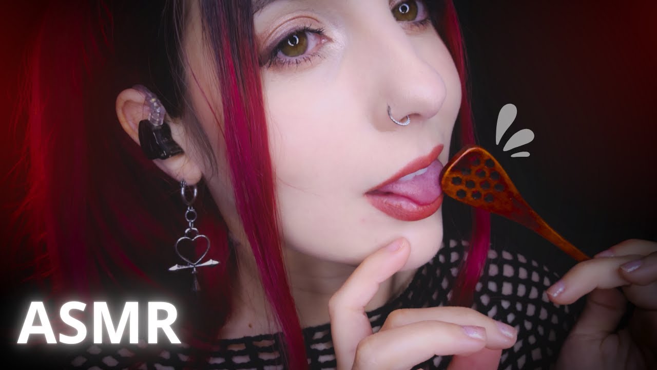 ASMR ✨Mouth Sounds with a Honey Spoon🍴✨
