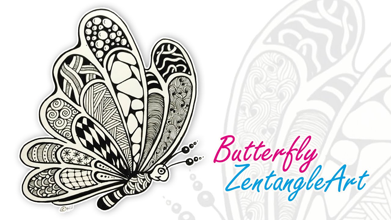 Zentangle art butterfly easy ✺ zentangle butterfly ✺ zentangle art easy for kids