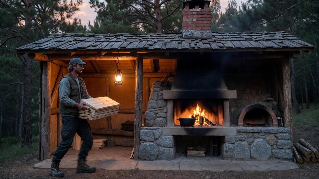 30 Days Building a Cozy and Safe Wooden Cabin for Survival in the Forest - Solo Survival