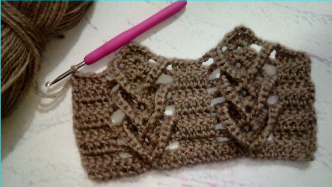غرزة كروشية عظمه السمك جديده لعمل شال /سكارف / كوفية / جاكت / بلوزه crochet fishbone stich