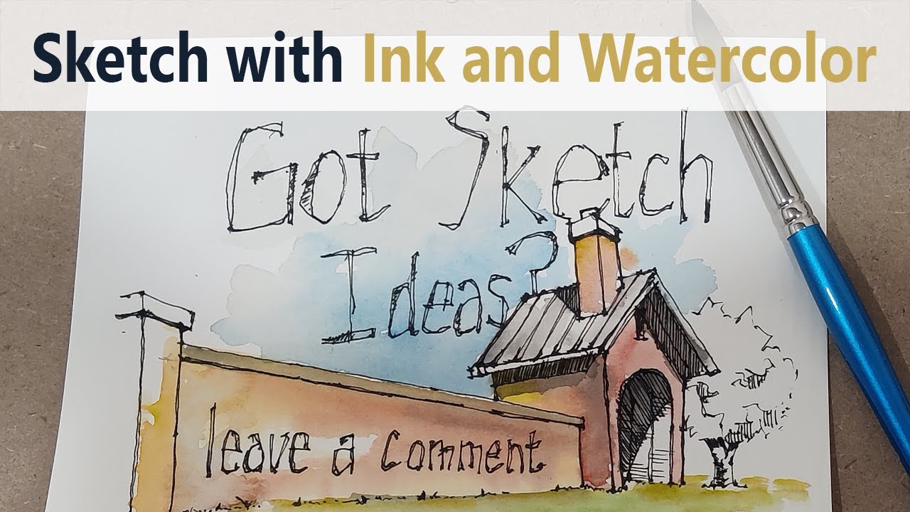 Sketch with ink and watercolor