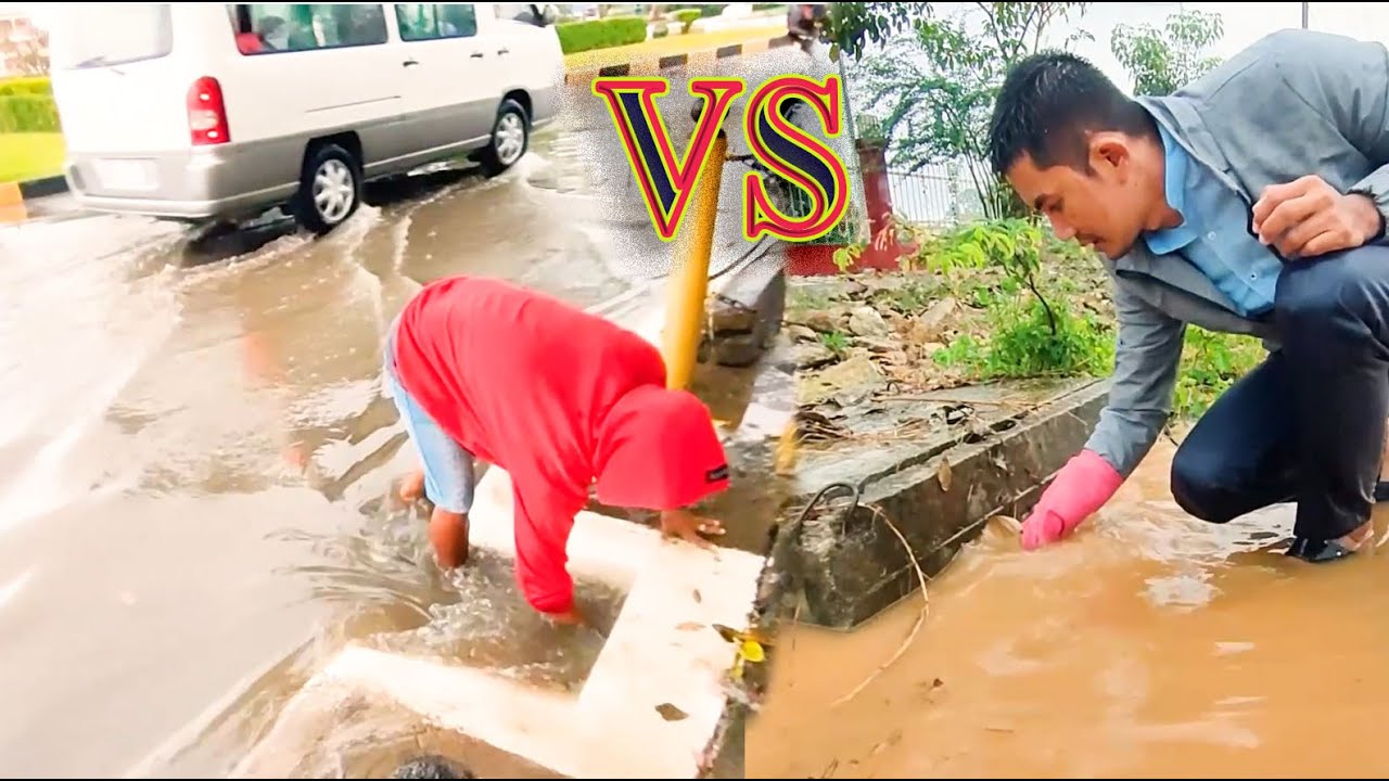 Album Collection!!! Activity Remove Trash And Debris Clog On Road Street|Unclog Drain Water