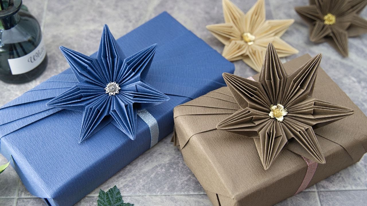 Gift Wrapping |  Gift Box Decoration with 3D Christmas Origami Paper Star | I. Sasaki Original