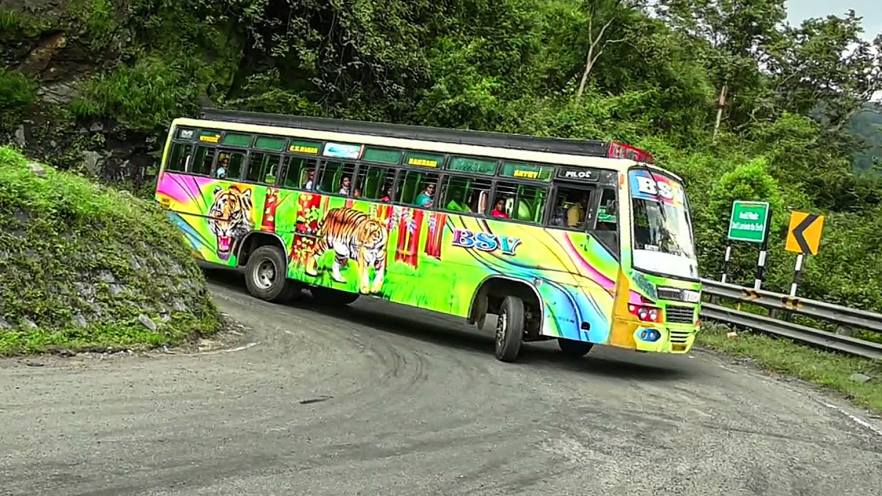 Real Bus - Dangerous Ghat Downwards turn | Risky Bus Driving Skills | Bus Market