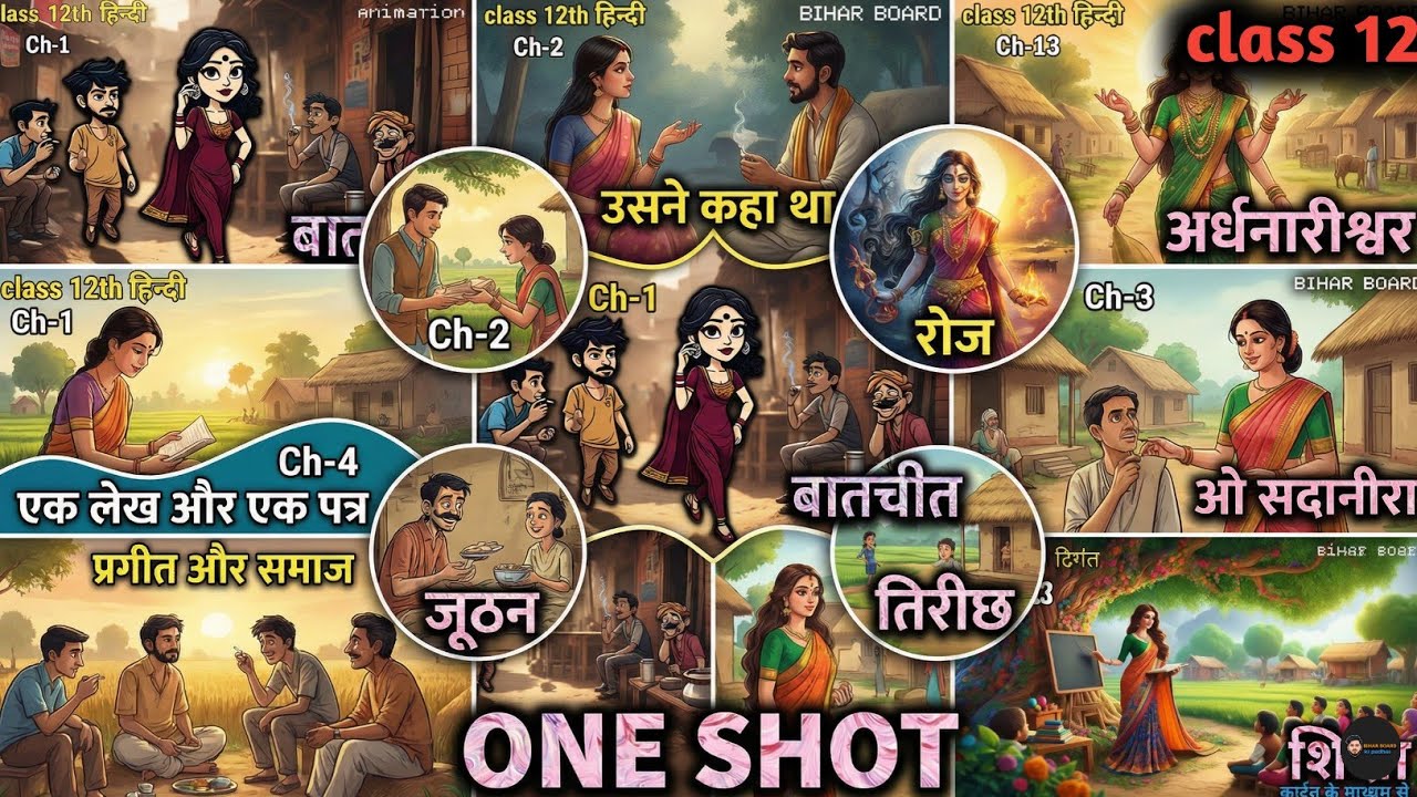 One shot | class 12 bihar board | bihar board hindi class 12 2026 | bihar board exam 2026 |Animation