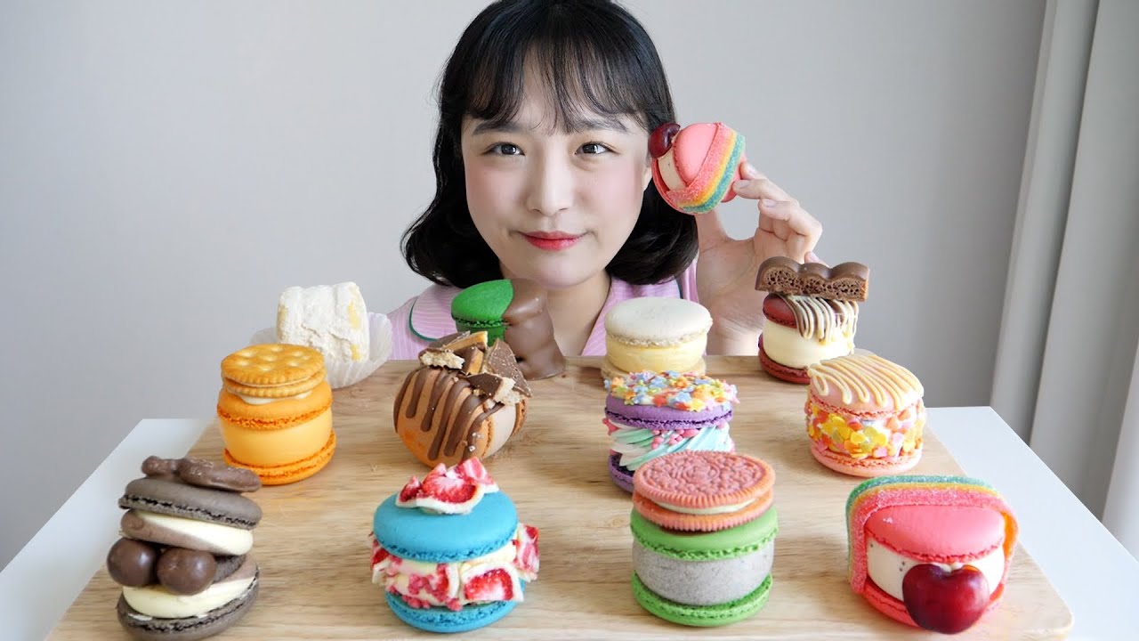스쿱당 마카롱 먹방💝안그래도 귀여운 놈들 더 귀엽게 만들기 REALSOUND MUKBANG | Macarons, Dessert :D