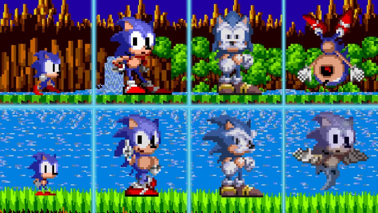 Evolution of Sonic Games - Baby Sonic, Adult Sonic, Old Sonic, Ghost Sonic