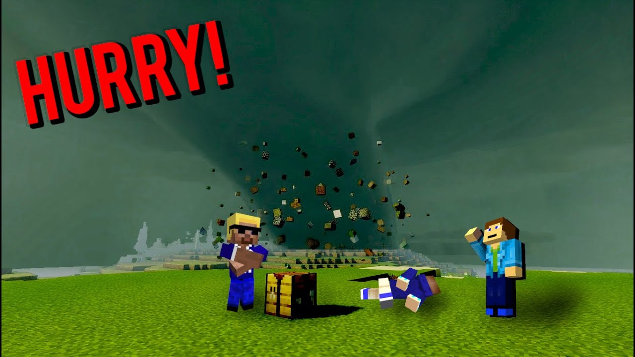 В Minecraft, если сломать блок, появляется торнадо!