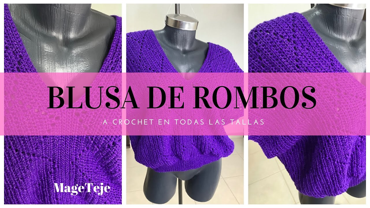 Sabes cómo tejer BLUSA de ROMBOS a CROCHET con medio punto?😉 | Téjelo en todas las tallas 🧶