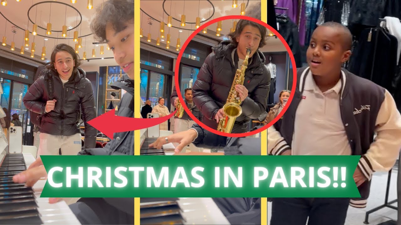 Unexpected duo on &ldquo;All I want for Christmas is you&rdquo; in public (piano & sax) 😱