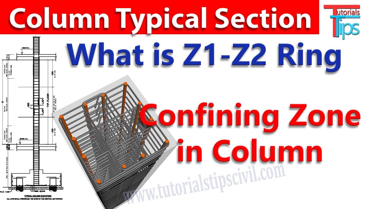 Column Section Details | Confining Zone | Lapping Zone | Structural Drawing | Civil TIps