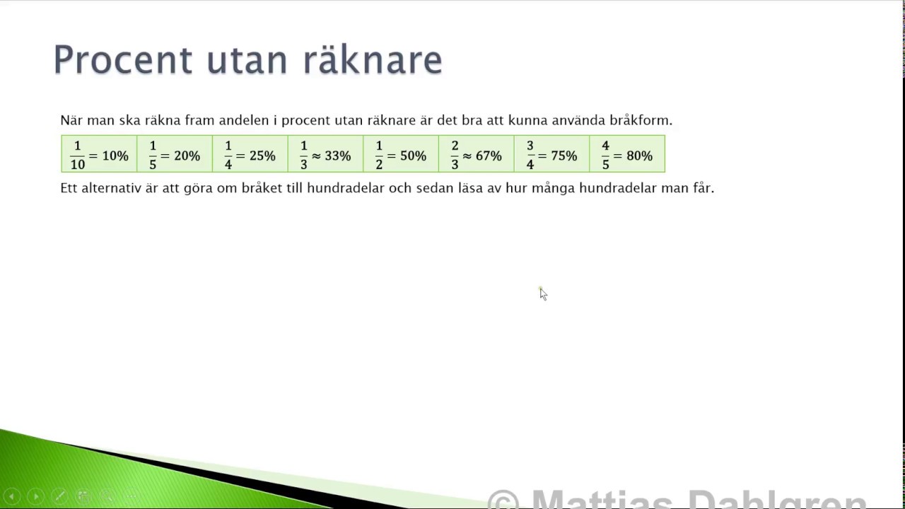 Matematik 1b   Sammanfattning   Kapitel 2   Procent