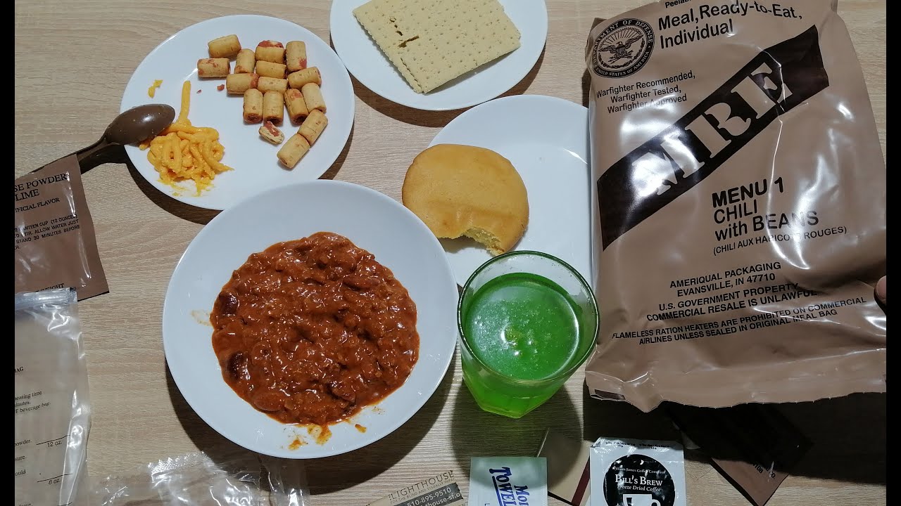 Ratie Militara M.R.E Fasole cu Chili Beans Mancare Supravietuire Armata Americana Meniu 1