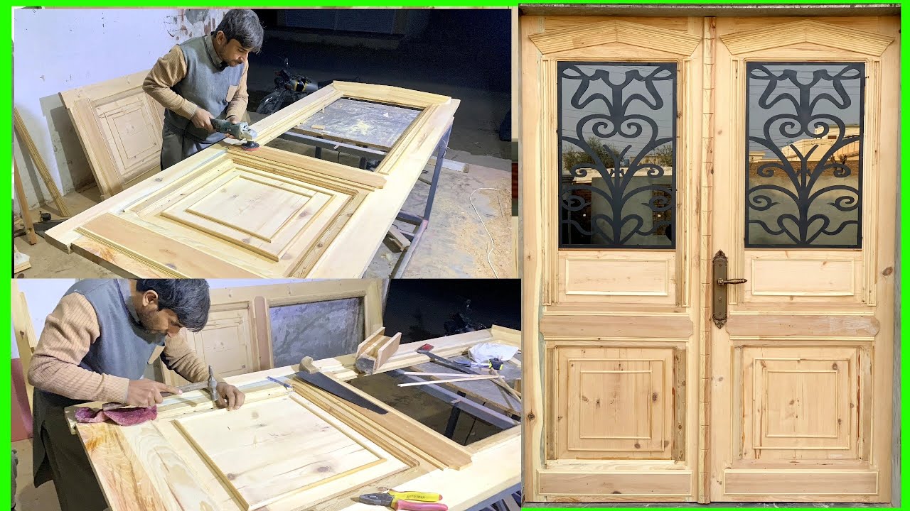 Creative Design For Solid Wood Door Making | Home Entrance Double Door #door #woodworking #solidwood