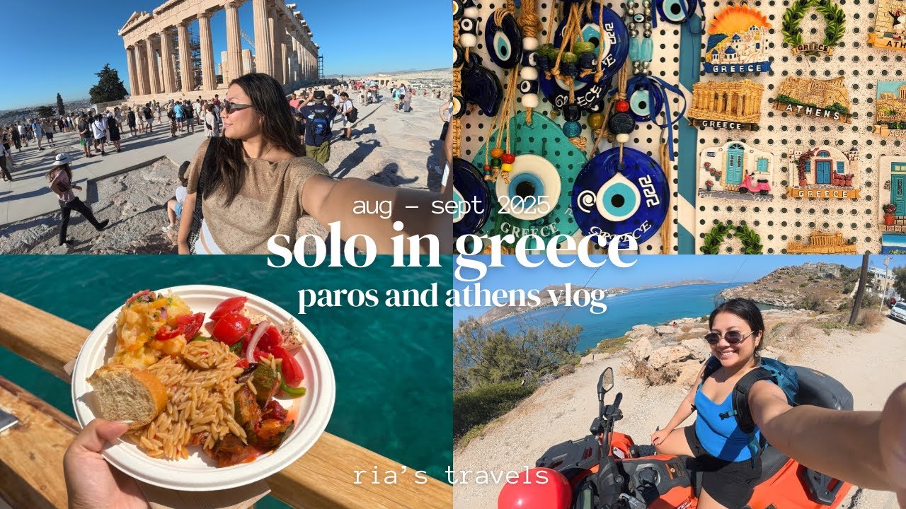 SOLO IN GREECE: paros and athens vlog | swim cruise day, acropolis, renting an ATV, exploring plaka