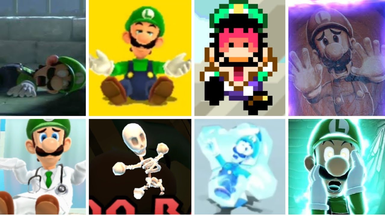 EVOLUTION OF LUIGI DEATH ANIMATION EVER & Game Over Screens (1983-2023)