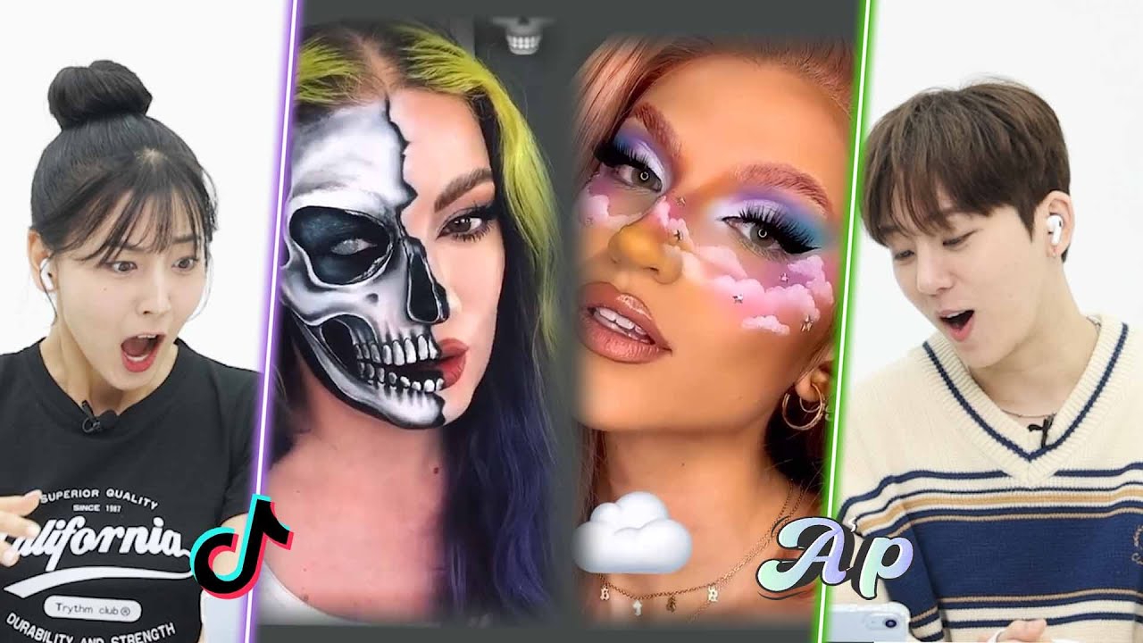 Эмодзи-макияж?! Корейские мужчина и женщина реагируют на вызов TikTok Emoji | асопо
