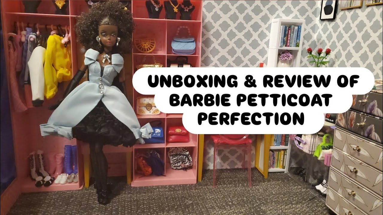 Unboxing and review of Barbie Petticoat Perfection doll