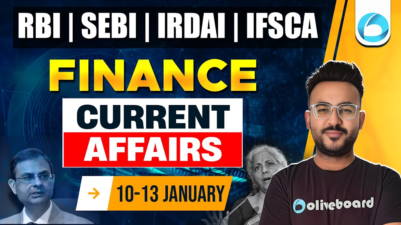 Finance Current Affairs | 10-13 Jan | RBI | SEBI | IFSCA | IRDAI | By Prateek Sir