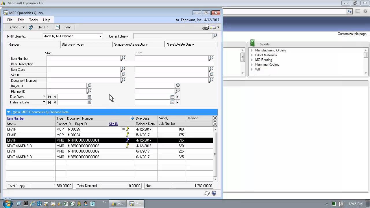 Microsoft Dynamics GP 2013 - Plan to Produce - MRP and CRP