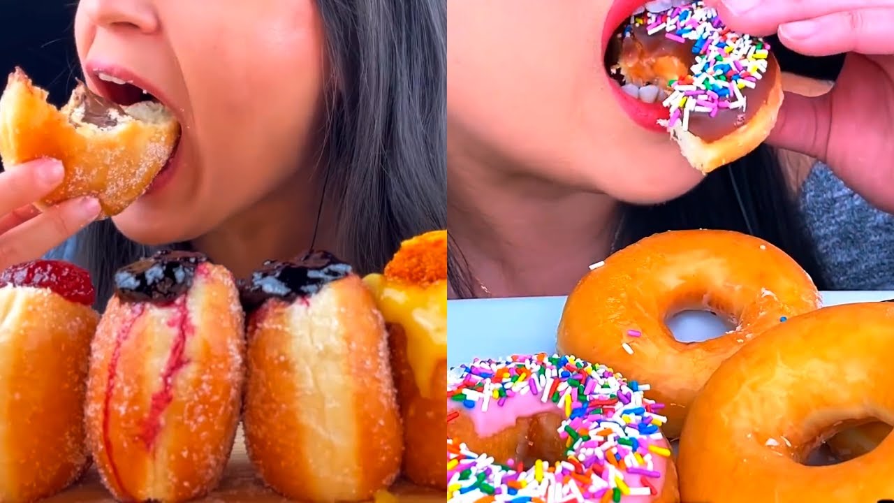 ASMR TOO MUCH DONUTS eating - JUICY BITE | MUKBANG COMPILATION