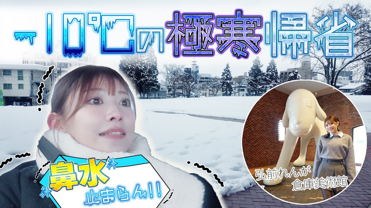 【氷点下10度❄️】鼻水と格闘しながら青森・弘前をパパとデート✨【帰省Vlog】