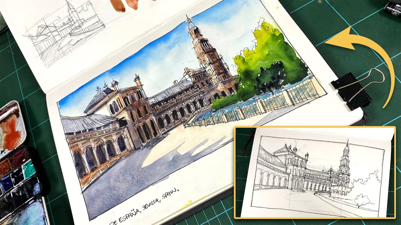 Sketch a Complicated Scene Step by Step // Urban Sketching for Beginners