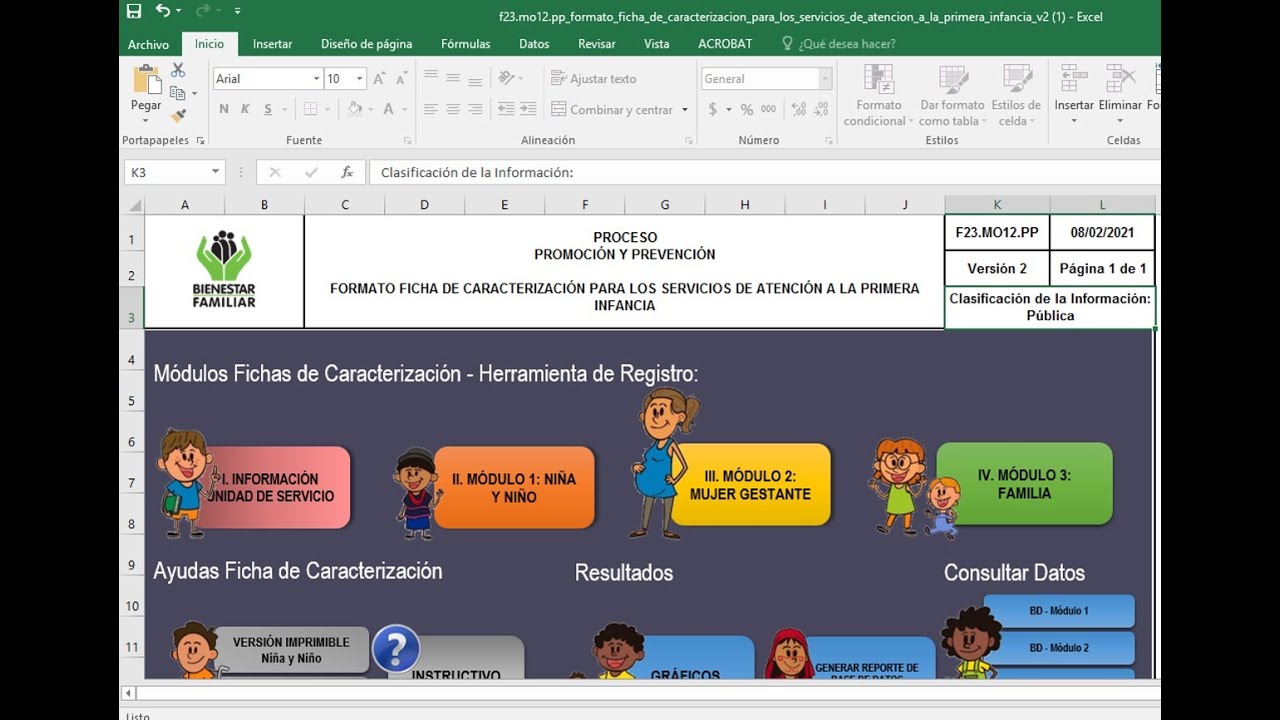 Diligenciamiento Ficha de caracterizaci&oacute;n versi&oacute;n 2 - ICBF