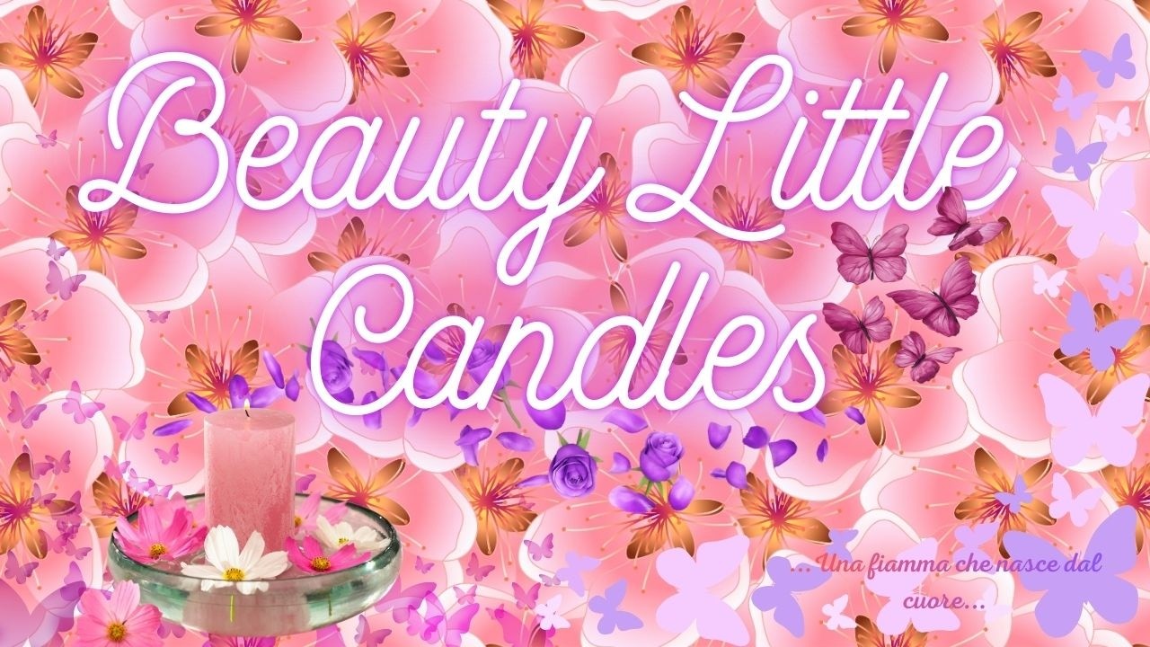 CANDELA IN CERA DI SOIA CON FIORE ROSA E BLU🌸