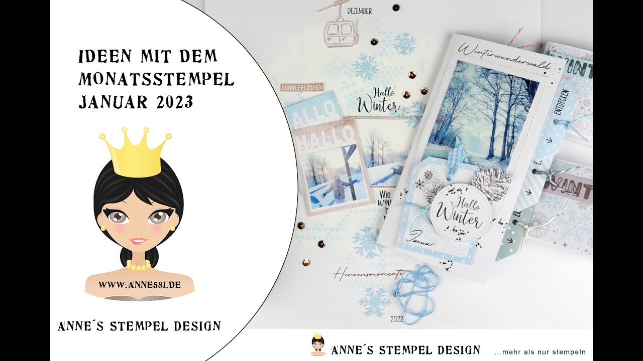 ❄️ Ideen & Beispiele für Scrapbooking, Minialben & Karten mit dem Monatsstempel Januar 2023.