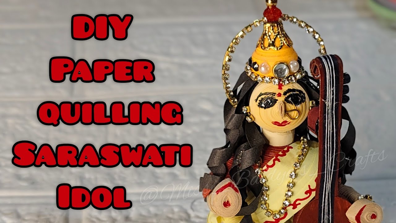 Step by step tutorial for paper quilling Saraswati idol 🦢 Saraswati Puja special craft