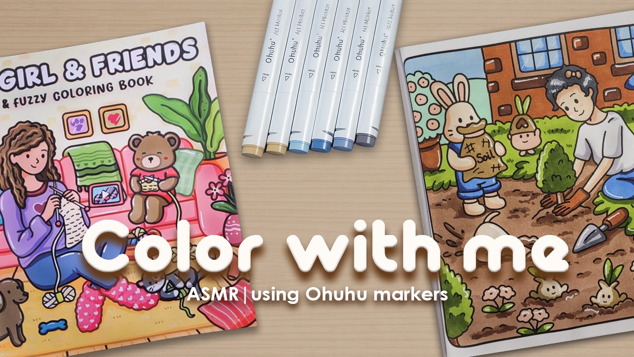 🌙Coloring ASMR | Watch |This Cozy Girl Page Slowly Come to Life | Color with me | Ohuhu