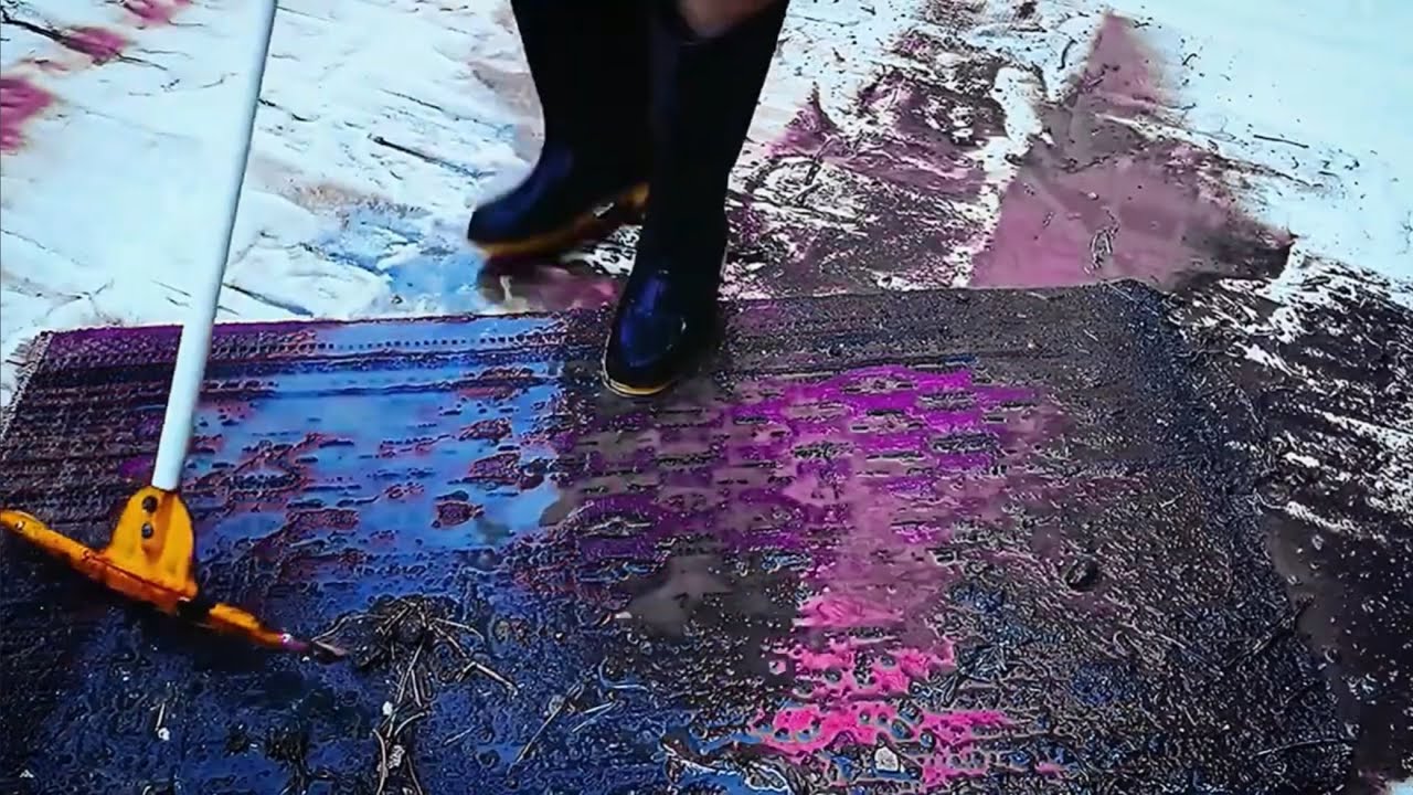 Washing the world's dirtiest carpet with lots of soap suds and water pressure/asmr rug cleaning🧽♥️