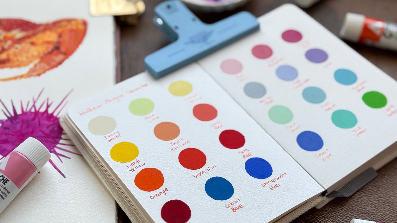 Swatching My Collection of Holbein Acrylic Gouache & How I use it