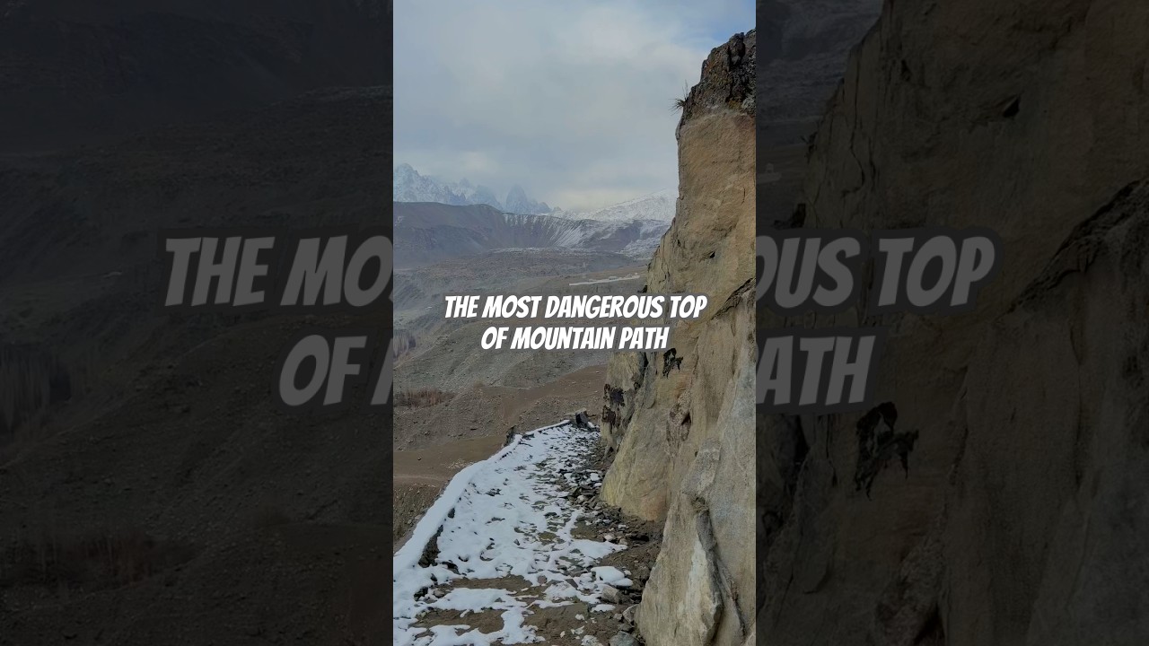 Walking on a Dangerous Snowy Mountain Path Extreme Cliff Trail 