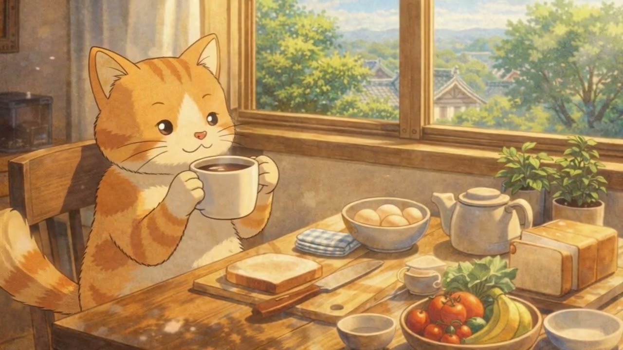 Morning Coffee with Kiko ☕🐾 | Cozy Day Routine | Lo-fi  Anime Loop |