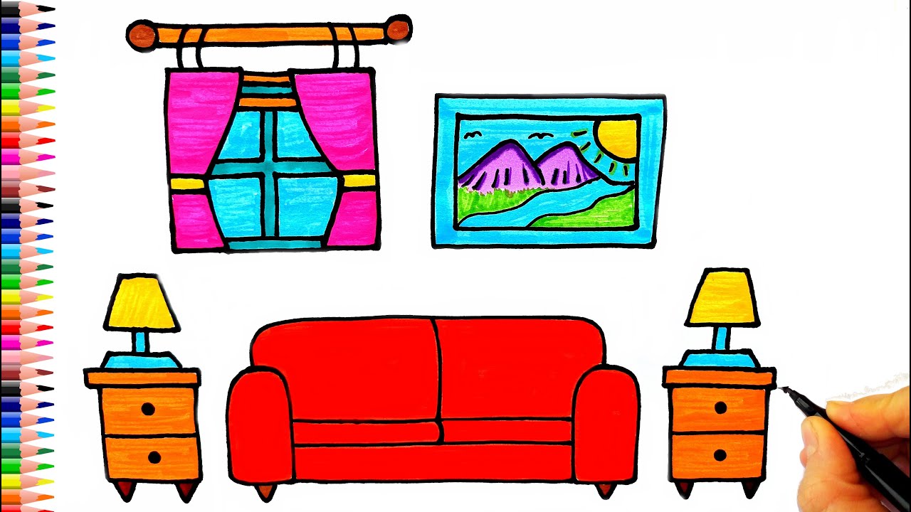 Salon Çizimi 🛋 - Koltuk Çizimi - Koltuk Nasıl Çizilir? - Oturma Odası Çizimi - Drawing Living Room