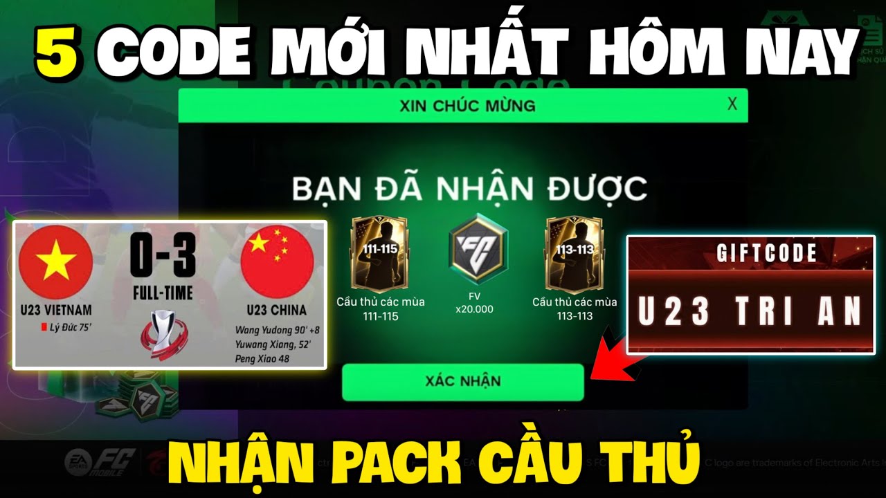 Enter 5 of the Latest FC Mobile VN Codes to Receive Free Player Cards, Player Packs, and Gems Tha...