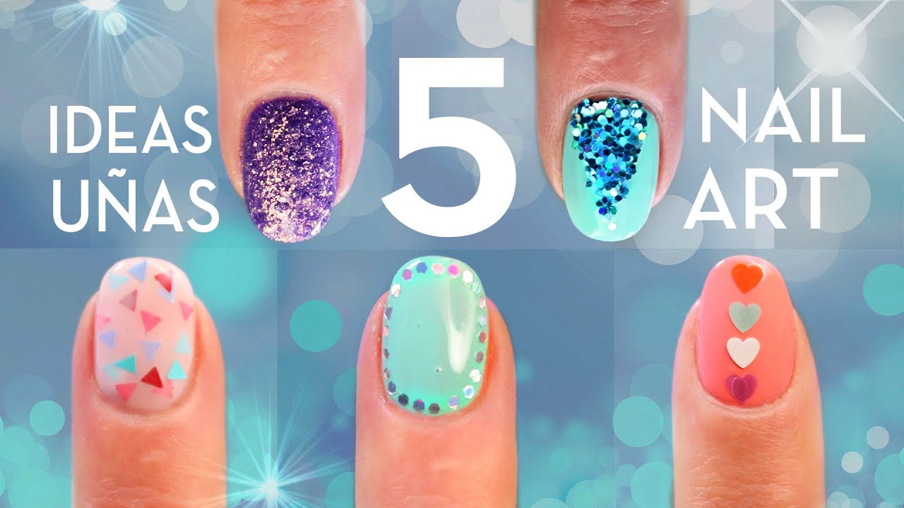 5 DISEÑOS CON PURPURINA PARA UÑAS | GLITTER NAIL ART