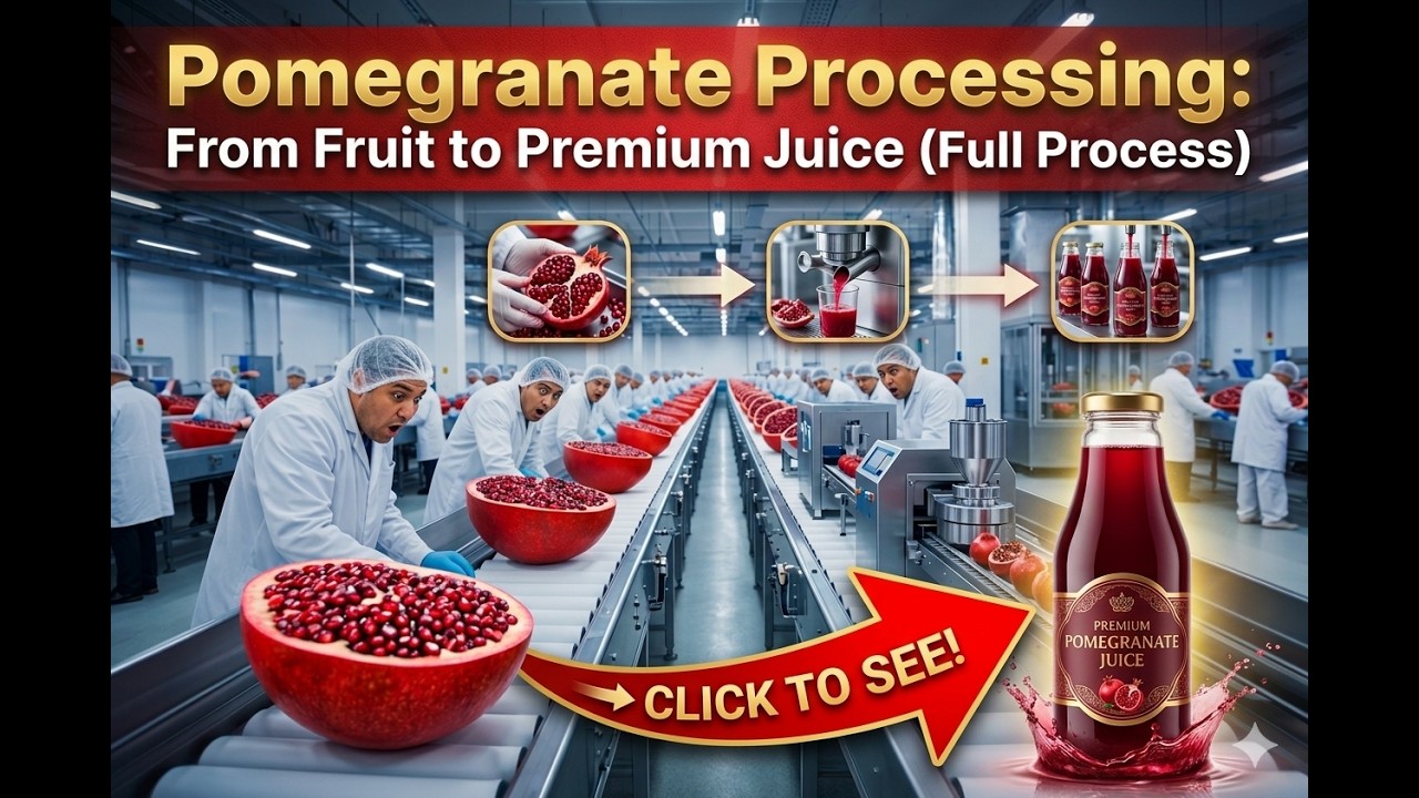 How Pomegranates Are Processed in a Factory: From Fruit to Premium Bottled Juice (Full Process)
