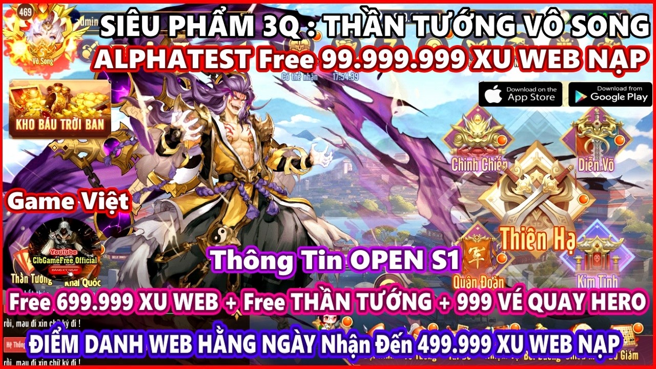 3Q Thần Tướng Vô Song VN | ALPHATES Free 99.999.999 XU WEB NẠP | Gameplay Giống Huyễn Tướng #4292