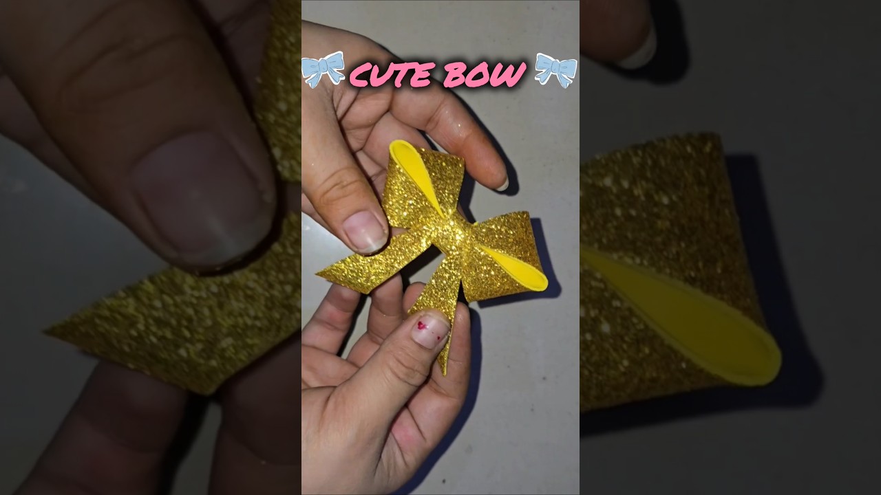 🎀 Cute Glitter Paper Bow ✨ | Easy DIY#trending #diy #viralvideo ##shorts #shortvideo #yt