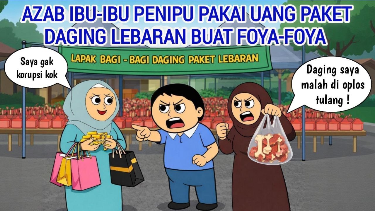 AZAB IBU-IBU PENIPU PAKAI UANG PAKET DAGING LEBARAN BUAT FOYA-FOYA  | ANIMASI AZAB