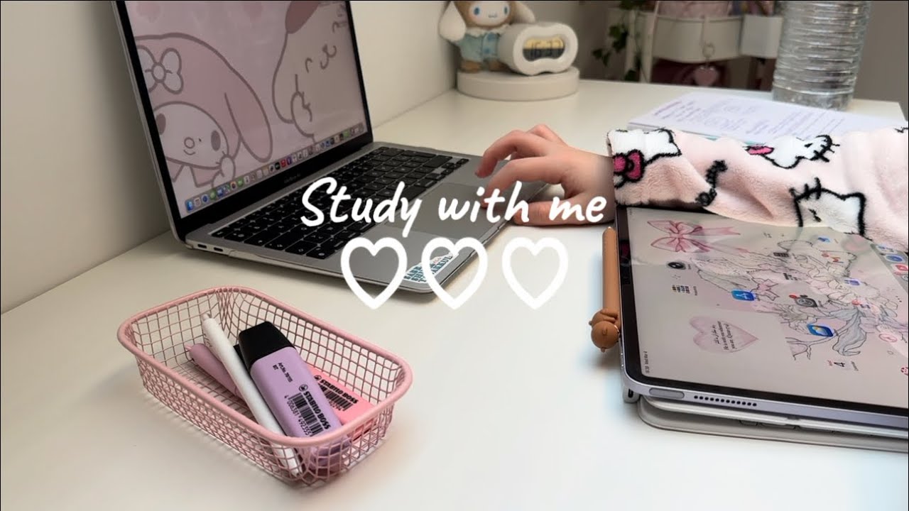 Study with me 🎀🎧| 1 hour study session | no music | background noice 