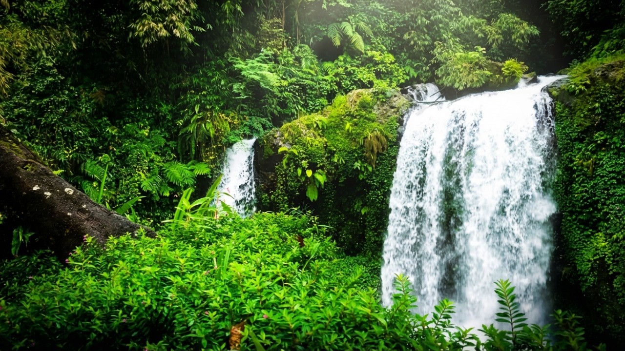 Gentle Healing Sleep Music near Night Waterfall for Inner Safety 🤍🌊🌙